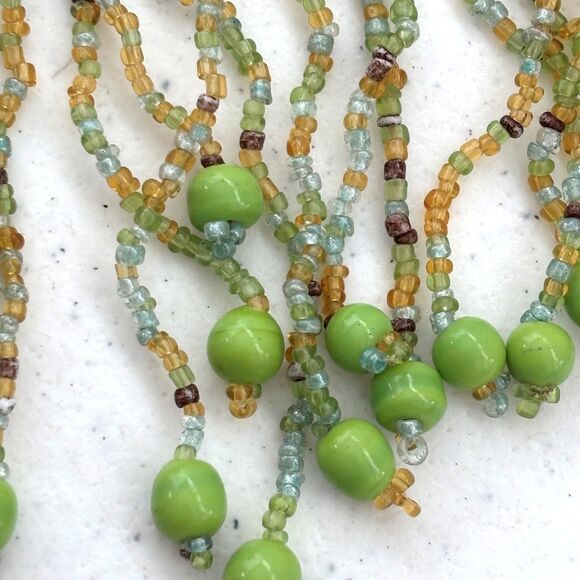 Vintage Womens Glass Seed Bead Belt Lariat Necklace Boho Earthy Granola Cottage main image 6